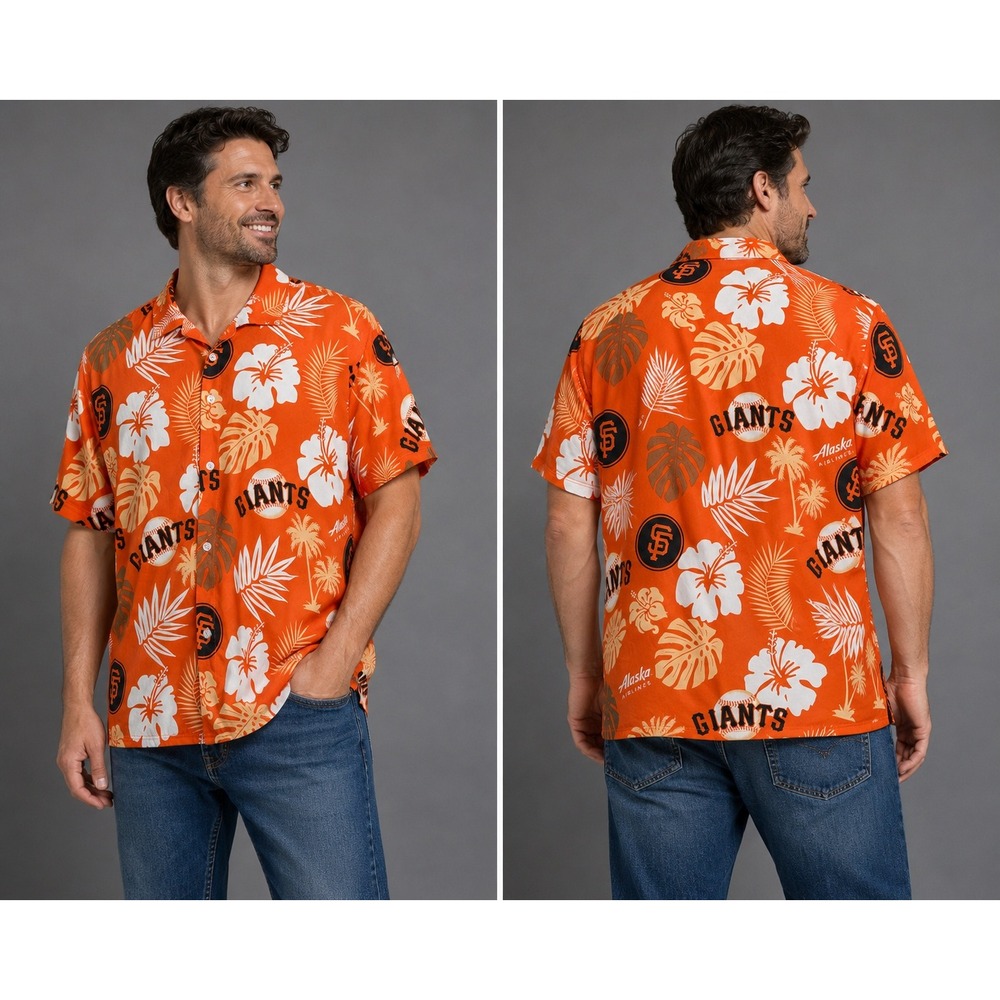 San Francisco Giants MLB Hawaiian Shirt Orange Tropical Floral Mens XL SGA